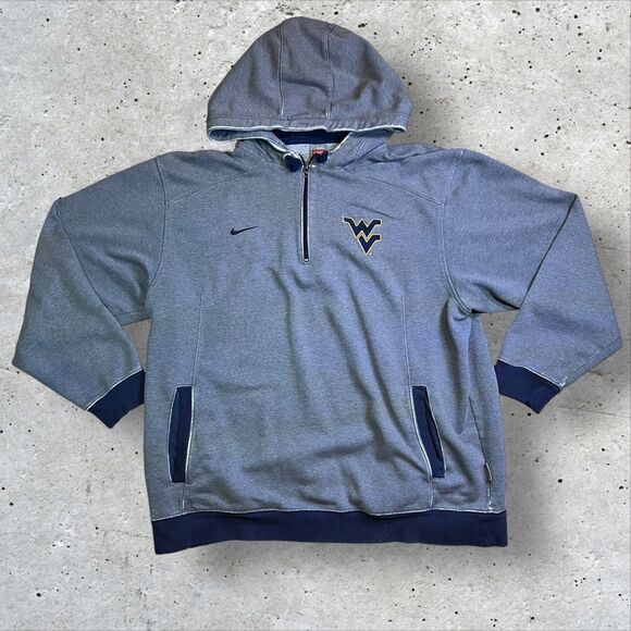 y2k West Virginia Mountaineers 1/4 Zip Nike Jacket Size XXL Gray Pullover - Picture 1 of 13